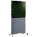 吉野　遮光火花兼用衝立　単体型　１×２　キャスター足（ダークグリーン×Ａ種シート）